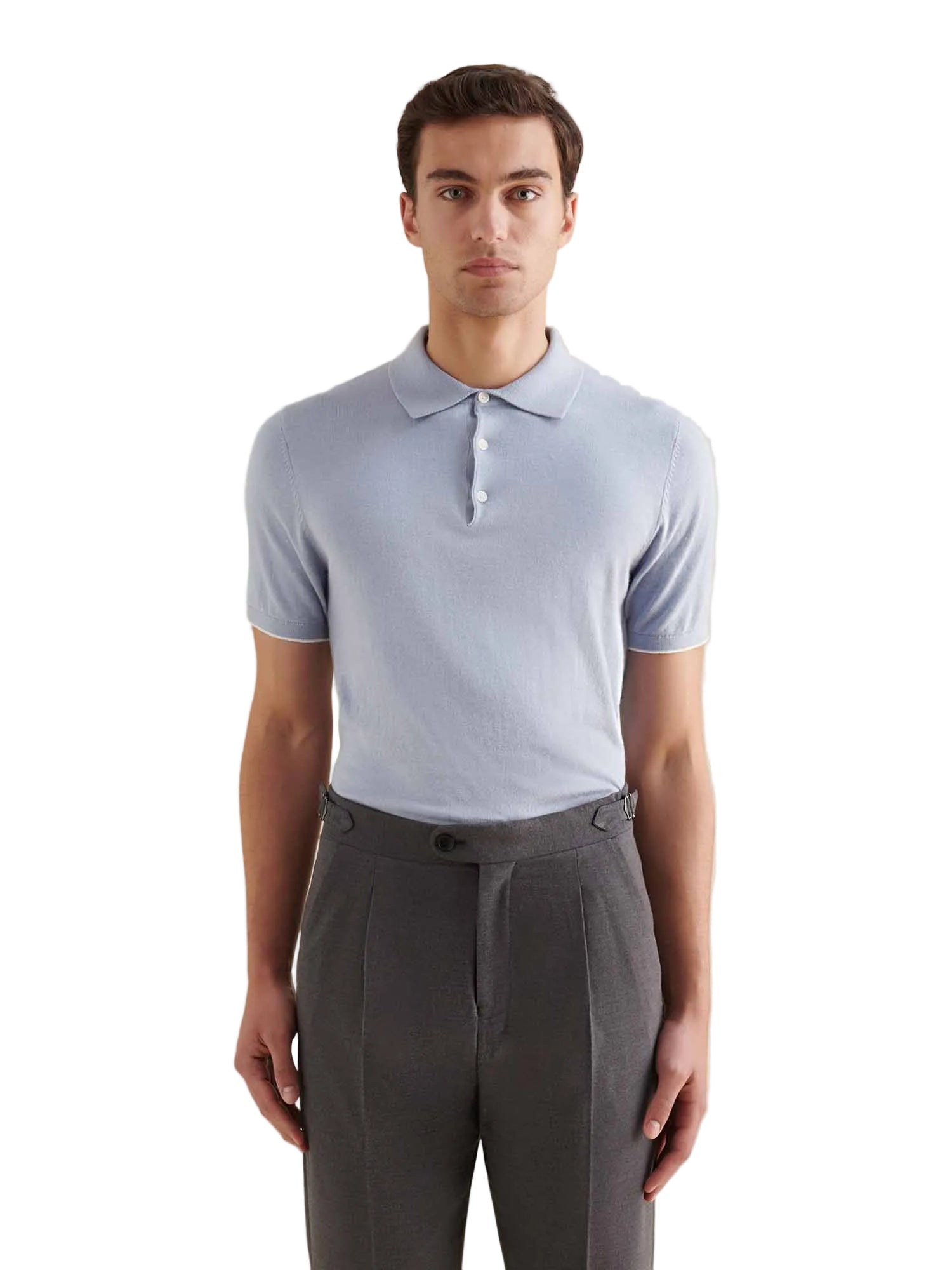 Peckham Rye Knit Blue Blizzard Polo Shirt